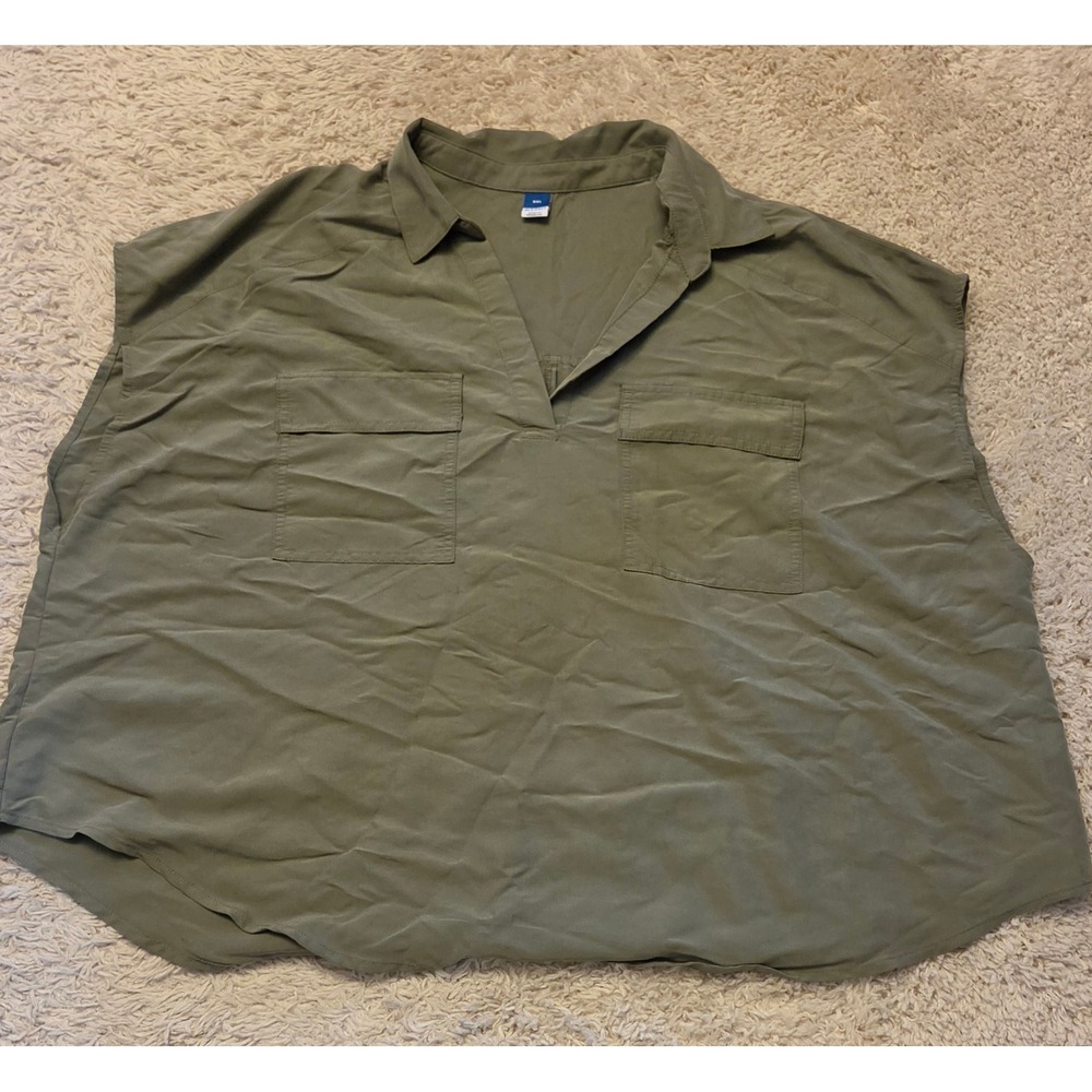 Old Navy Loose Fitted V-Neck Blouse Women's‎ Size XXL Green